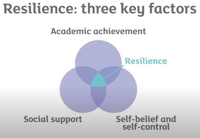 複原力的三個關鍵因素：學術成就；自信社會支持